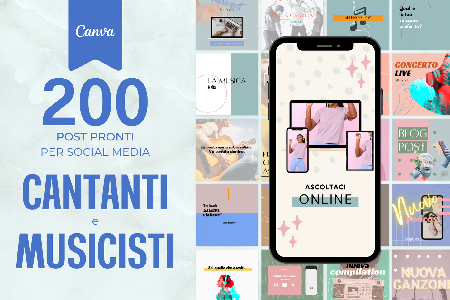 200 Post Social per Cantanti e Musicisti - BUNDLE