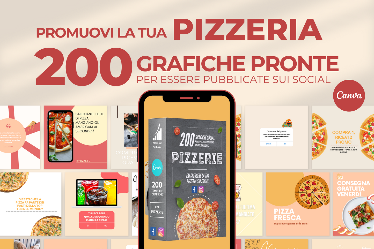 200 Post Social per PIZZERIE - BUNDLE