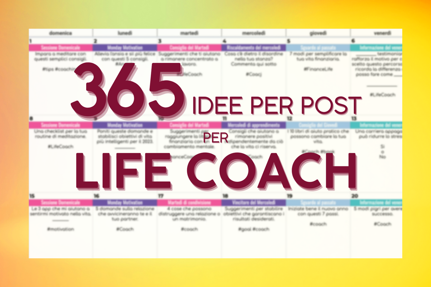 Calendario Social per Life Coach