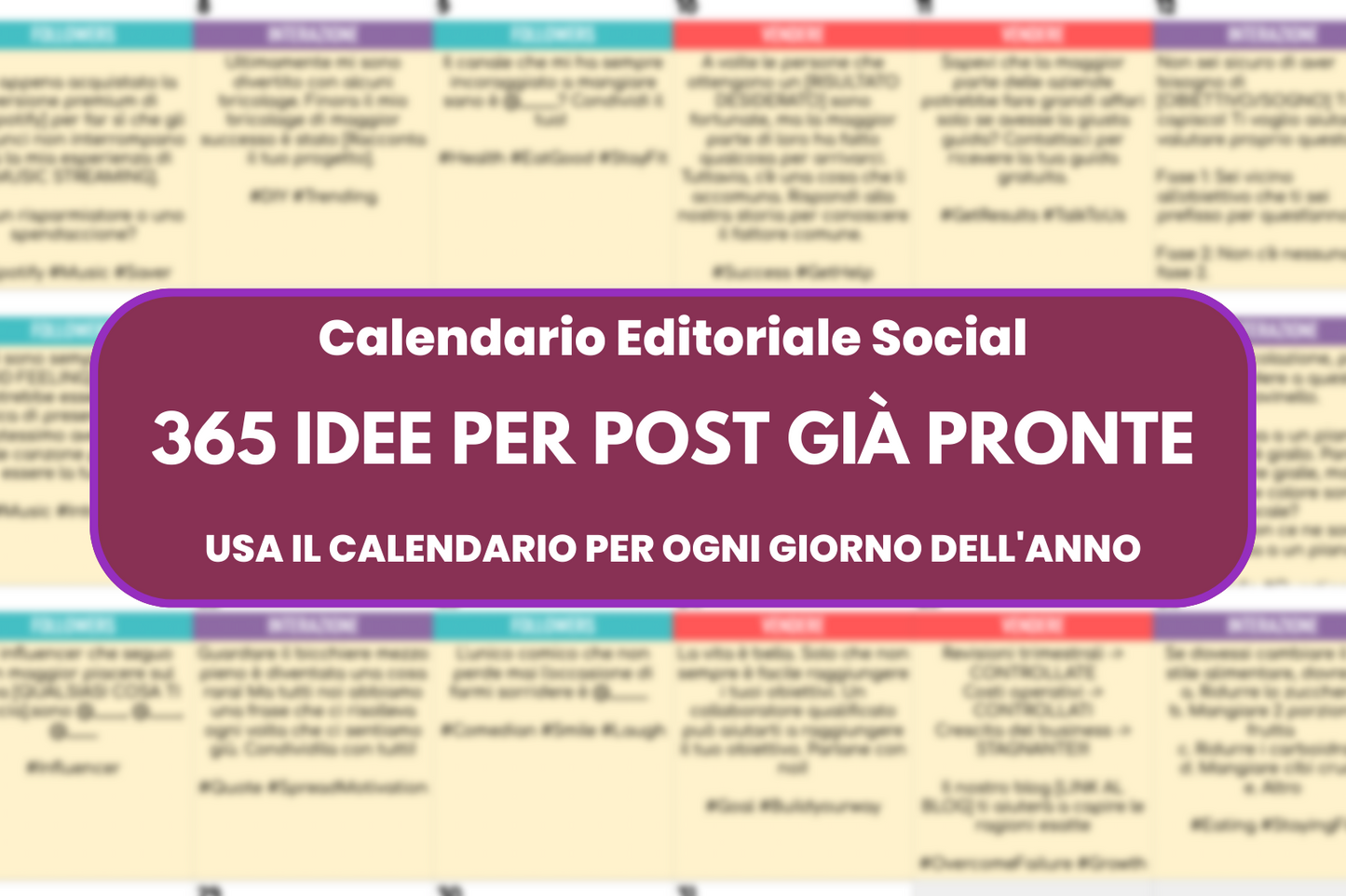 Calendario Social 365 IDEE PER POST per Instagram già pronte