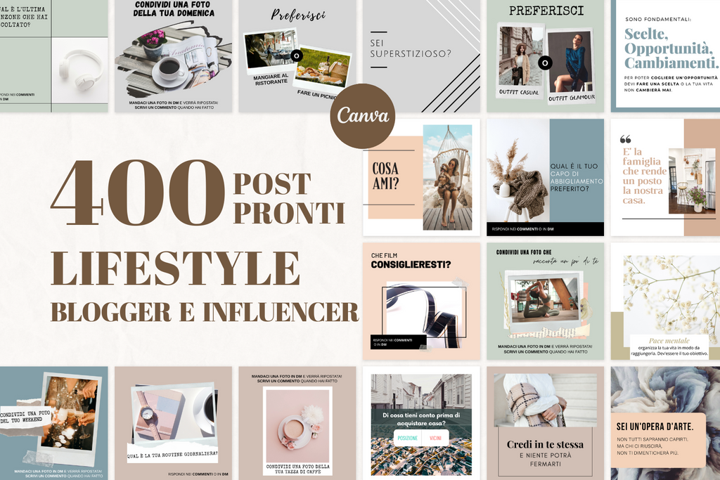 400 Post Social per Lifestyle Blogger & Influencer - BUNDLE